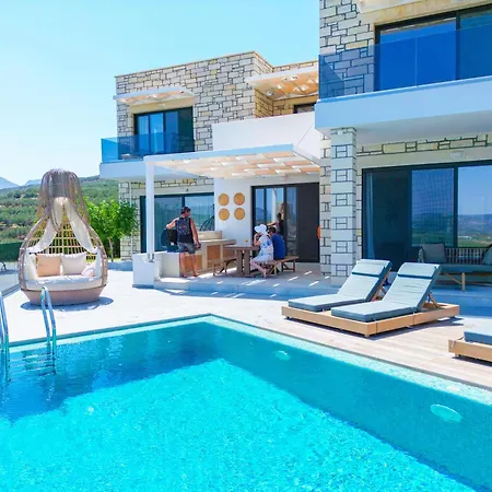 Villa Heated Pool & Jacuzzi, Sea View - Paleokastro Luxury Kissamos
