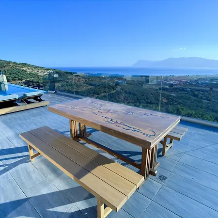 Villa Heated Pool & Jacuzzi, Sea View - Paleokastro Luxury Kissamos